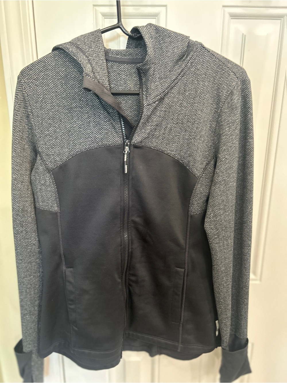 Mondetta Herringbone Hooded Zip Jacket - Gray & Charcoal